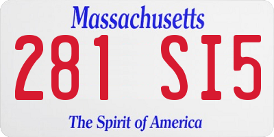MA license plate 281SI5
