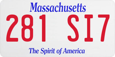 MA license plate 281SI7