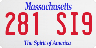 MA license plate 281SI9