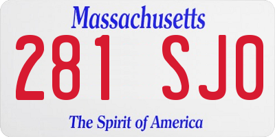 MA license plate 281SJ0