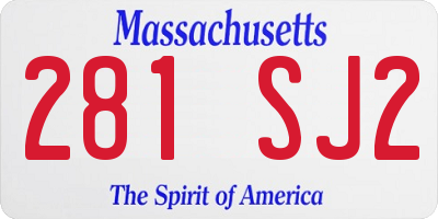 MA license plate 281SJ2