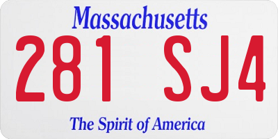 MA license plate 281SJ4