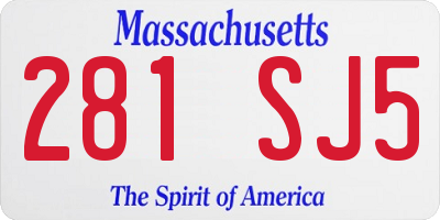 MA license plate 281SJ5