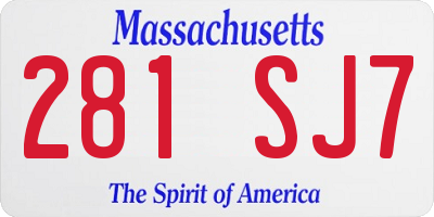 MA license plate 281SJ7