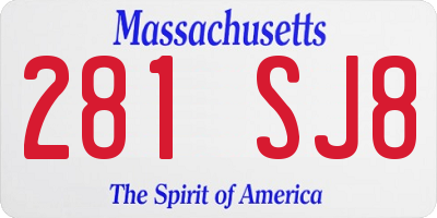 MA license plate 281SJ8