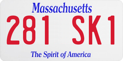 MA license plate 281SK1