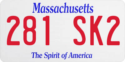 MA license plate 281SK2
