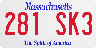 MA license plate 281SK3