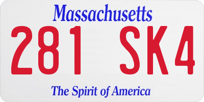 MA license plate 281SK4