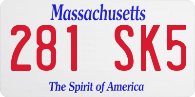 MA license plate 281SK5