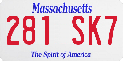 MA license plate 281SK7