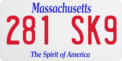 MA license plate 281SK9