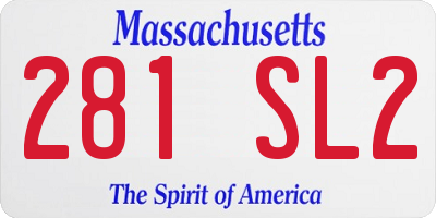 MA license plate 281SL2