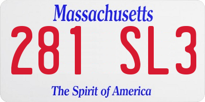 MA license plate 281SL3