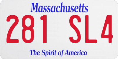 MA license plate 281SL4