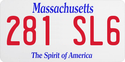 MA license plate 281SL6