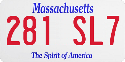 MA license plate 281SL7