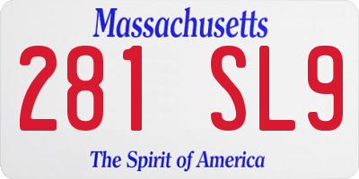 MA license plate 281SL9
