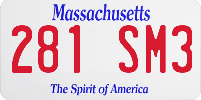 MA license plate 281SM3