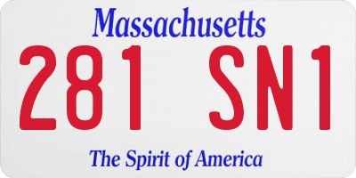 MA license plate 281SN1
