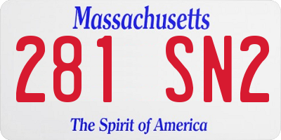 MA license plate 281SN2