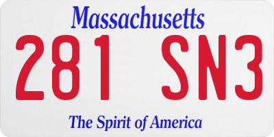 MA license plate 281SN3