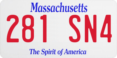 MA license plate 281SN4