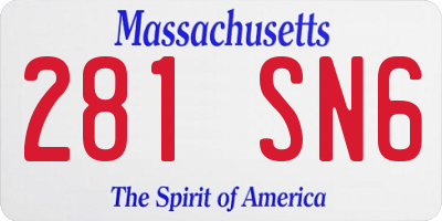MA license plate 281SN6