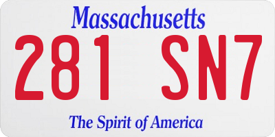 MA license plate 281SN7