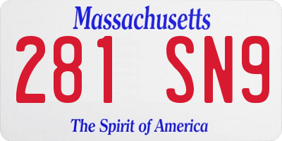 MA license plate 281SN9