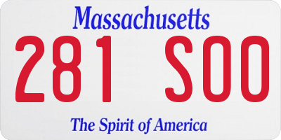 MA license plate 281SO0