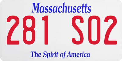 MA license plate 281SO2