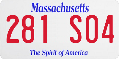 MA license plate 281SO4