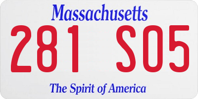MA license plate 281SO5