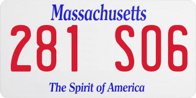 MA license plate 281SO6