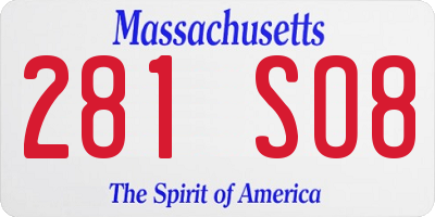 MA license plate 281SO8