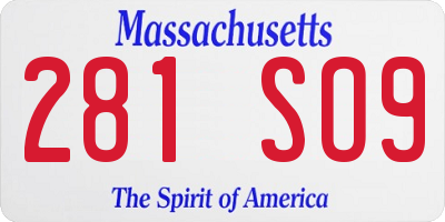 MA license plate 281SO9