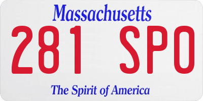 MA license plate 281SP0