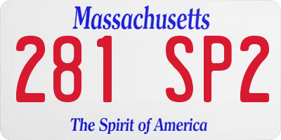 MA license plate 281SP2