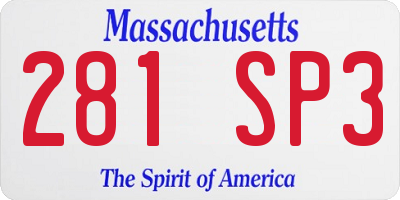 MA license plate 281SP3