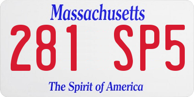 MA license plate 281SP5