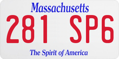 MA license plate 281SP6