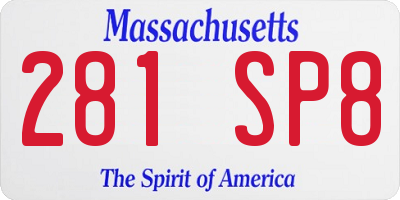 MA license plate 281SP8
