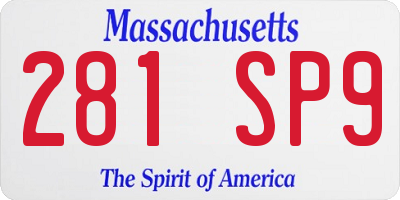 MA license plate 281SP9