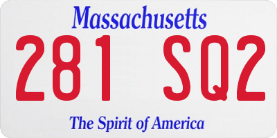 MA license plate 281SQ2
