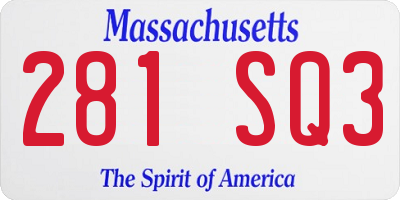 MA license plate 281SQ3