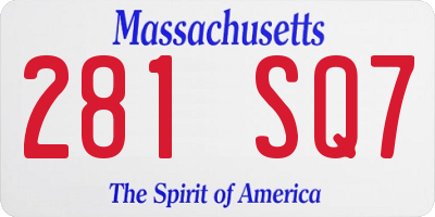 MA license plate 281SQ7