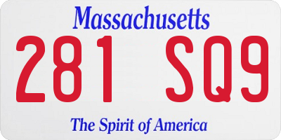 MA license plate 281SQ9