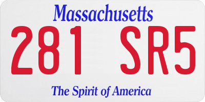 MA license plate 281SR5