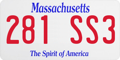 MA license plate 281SS3